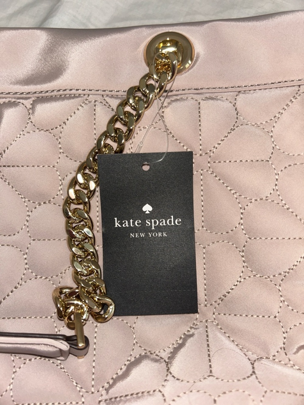 kate spade Quilted Leather Tote in Blush with Gold Chain Straps - Picture 9 of 9